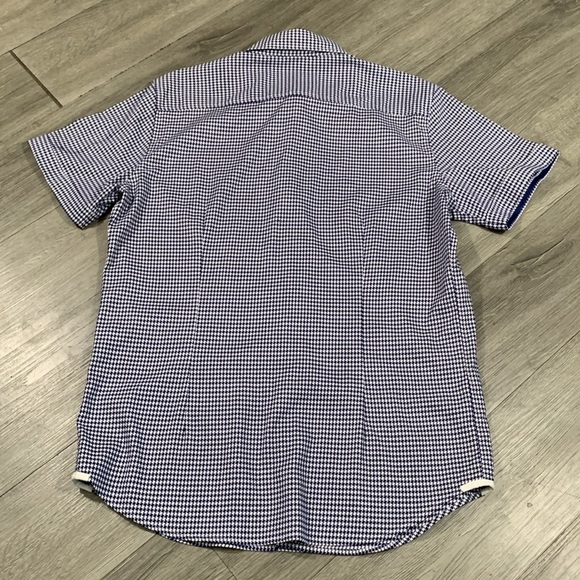 Robert Graham Check Navy Blue & White Short Sleeve Button Down Shirt size L - Picture 8 of 11